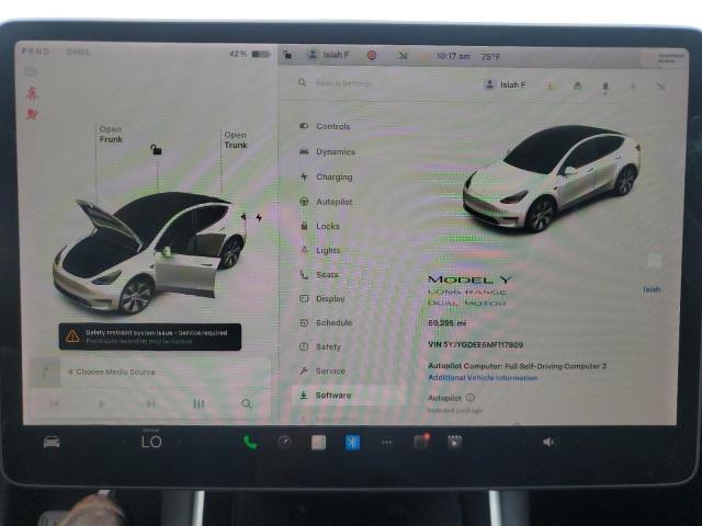 5YJYGDEE6MF117809 - 2021 TESLA MODEL Y WHITE photo 9