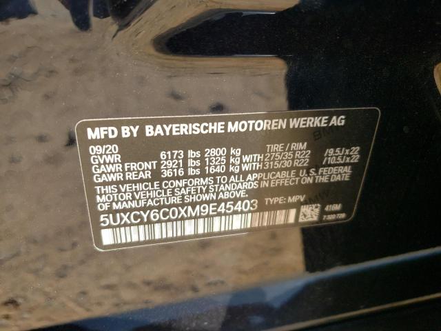 5UXCY6C0XM9E45403 - 2021 BMW X6 XDRIVE40I BLACK photo 13