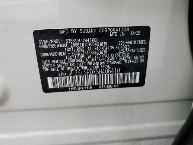 JF2SLSRDXSH406410 - 2025 SUBARU FORESTER LIMITED WHITE photo 12