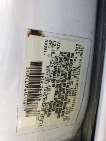 3N1BC1AP6AL418779 - 2010 NISSAN VERSA S WHITE photo 12