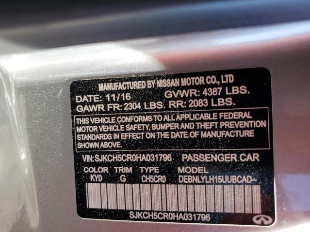 SJKCH5CR0HA031796 - 2017 INFINITI QX30 BASE 银色 照片 13