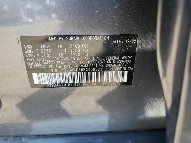 4S3BWAF65P3008323 - 2023 SUBARU LEGACY PREMIUM GRAY photo 12