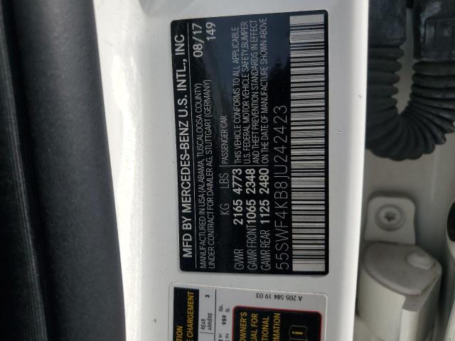 55SWF4KB8JU242423 - 2018 MERCEDES-BENZ C 300 4MATIC WHITE photo 12