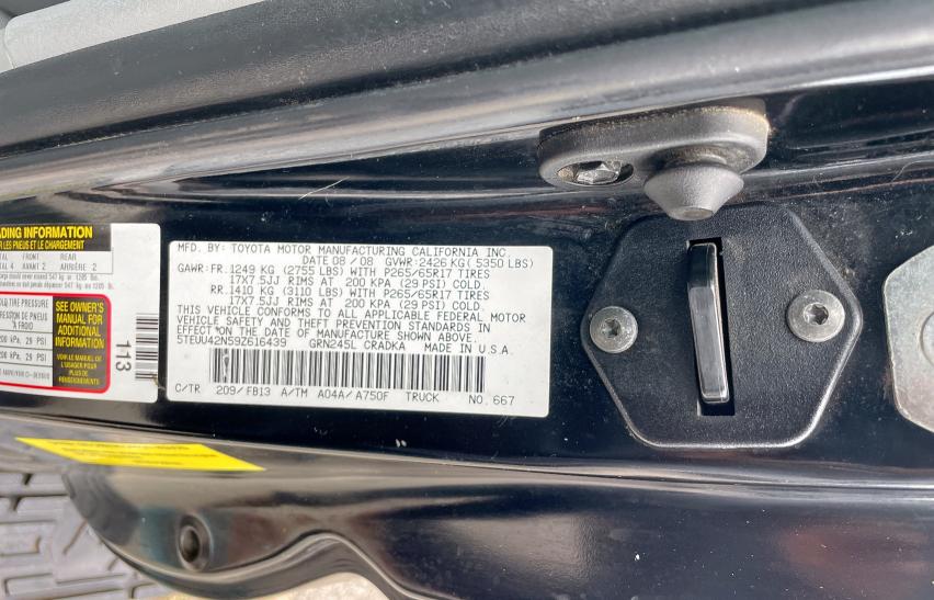 5TEUU42N59Z616439 - 2009 TOYOTA TACOMA ACCESS CAB Siyah fotoğraf 10