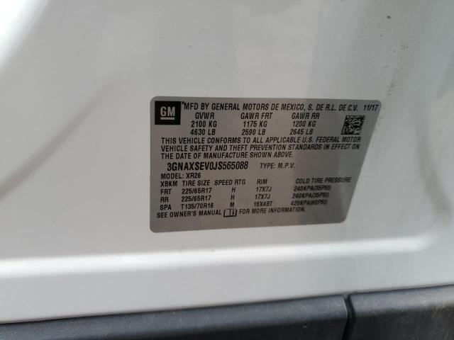 3GNAXSEV0JS565088 - 2018 CHEVROLET EQUINOX LT WHITE photo 13