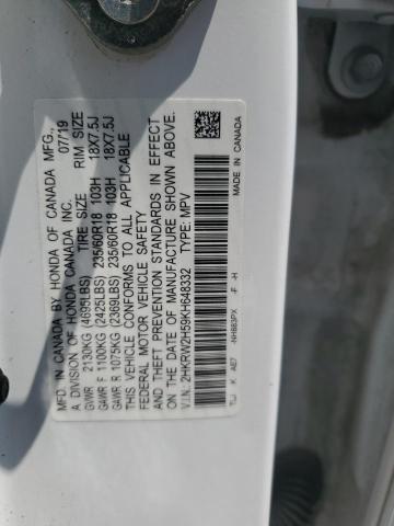 2HKRW2H59KH648332 - 2019 HONDA CR-V EX WHITE photo 14