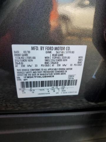 1FMSK7FH6LGB94839 - 2020 FORD EXPLORER LIMITED 灰色 照片 13