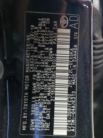 2T1BURHE0KC165072 - 2019 TOYOTA COROLLA L BLACK photo 13