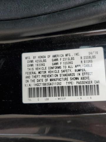 1HGCT1B83GA011092 - 2016 HONDA ACCORD EXL BLACK photo 13