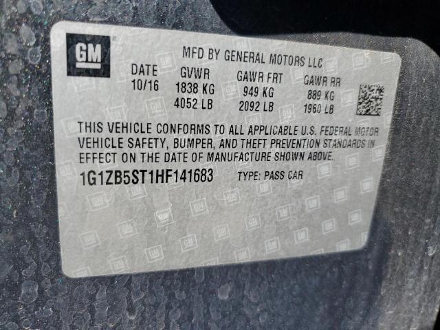 1G1ZB5ST1HF141683 - 2017 CHEVROLET MALIBU LS 灰色 照片 12