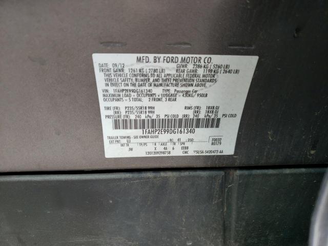 1FAHP2E99DG161340 - 2013 FORD TAURUS SEL GRAY photo 13