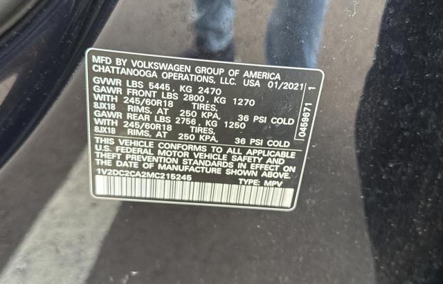 1V2DC2CA2MC215245 - 2021 VOLK ATLAS CROSS SPORT SE BLACK photo 10