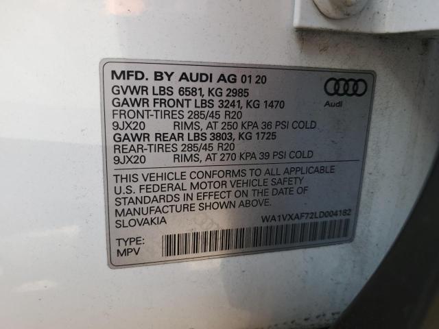 WA1VXAF72LD004182 - 2020 AUDI Q7 PRESTIGE WHITE photo 12