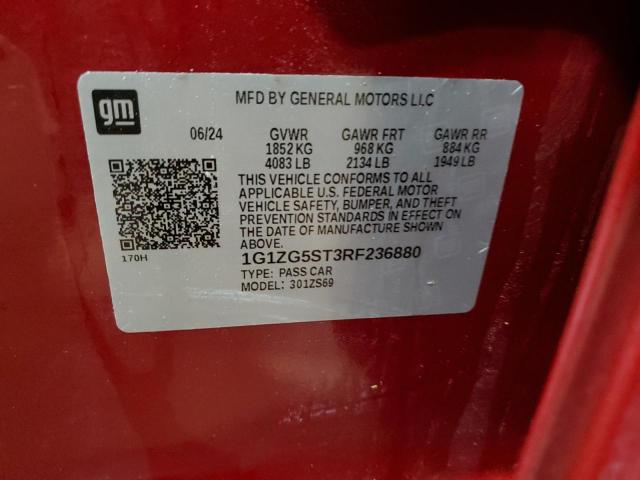 1G1ZG5ST3RF236880 - 2024 CHEVROLET MALIBU RS MAROON photo 12