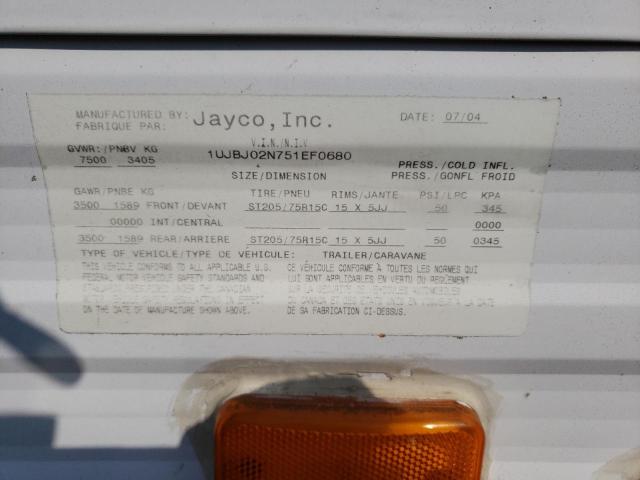 1UJBJ02N751EF0680 - 2005 JAYC RV WHITE photo 10