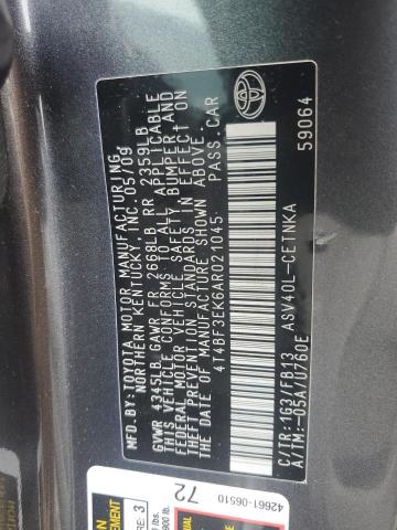 4T4BF3EK6AR021045 - 2010 TOYOTA CAMRY BASE GRAY photo 12