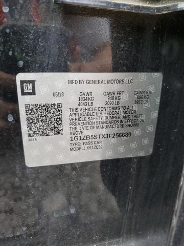 1G1ZB5STXJF256689 - 2018 CHEVROLET MALIBU LS Қара фото 12
