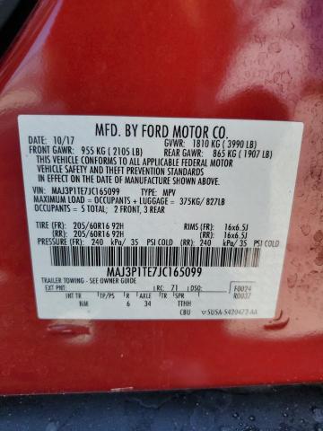 MAJ3P1TE7JC165099 - 2018 FORD ECOSPORT SE RED photo 13