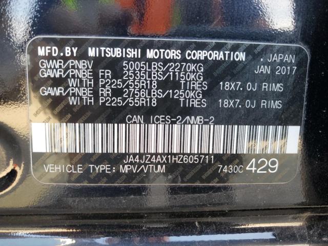 JA4JZ4AX1HZ605711 - 2017 MITSUBISHI OUTLANDER GT BLACK photo 13