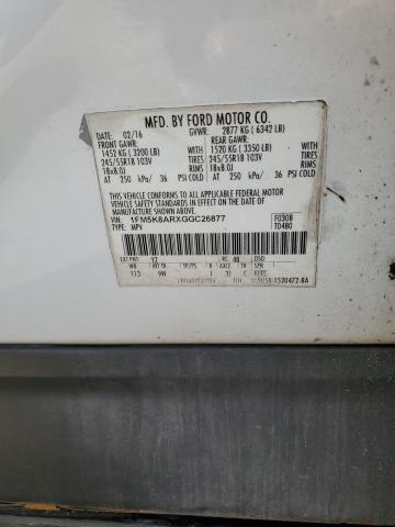 1FM5K8ARXGGC26877 - 2016 FORD EXPLORER POLICE INTERCEPTOR 白色 照片 12