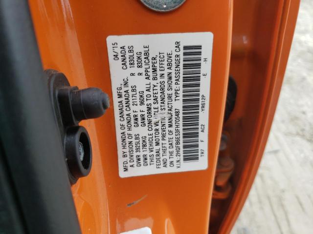 2HGFB6E53FH705487 - 2015 HONDA CIVIC SI ORANGE photo 12