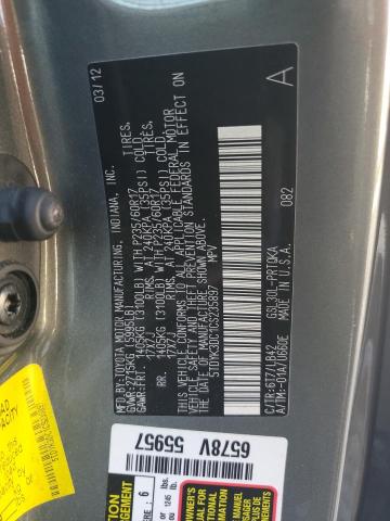 5TDYK3DC1CS235897 - 2012 TOYOTA SIENNA XLE GRAY photo 13