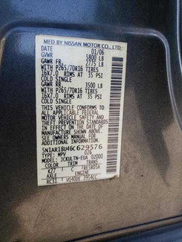5N1AR18U46C629576 - 2006 NISSAN PATHFINDER LE GRAY photo 13