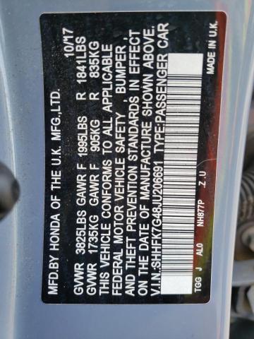 SHHFK7G48JU206691 - 2018 HONDA CIVIC SPORT 蓝色 照片 12