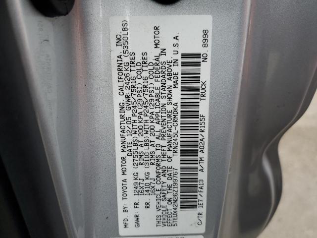 5TEUX42N26Z199767 - 2006 TOYOTA TACOMA ACCESS CAB ვერცხლისფერი ფოტო 12
