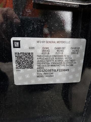 1G1ZG5ST6LF119849 - 2020 CHEVROLET MALIBU RS 黑色 照片 12