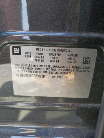 1G4G45G36GF238230 - 2016 BUICK LACROSSE SPORT TOURING CHARCOAL photo 12