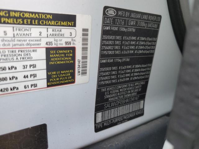 SALWV2FE6HA134147 - 2017 LAND ROVER RANGE ROVE AUTOBIOGRAPHY WHITE photo 13