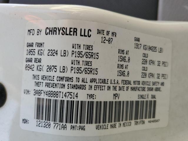 3A8FY48B88T147514 - 2008 CHRYSLER PT CRUISER CREAM photo 12