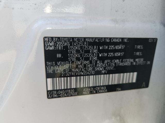 2T3ZFREV6HW354210 - 2017 TOYOTA RAV4 LE WHITE photo 14