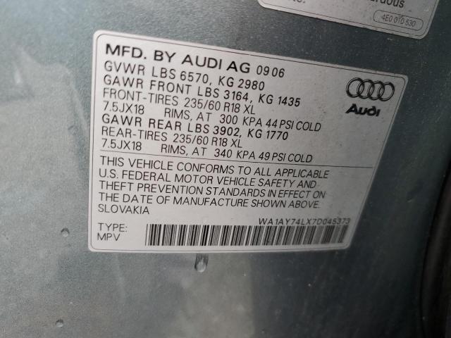 WA1AY74LX7D045373 - 2007 AUDI Q7 3.6 QUATTRO SILVER photo 13