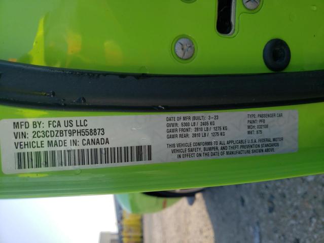 2C3CDZBT9PH558873 - 2023 DODGE CHALLENGER R/T GREEN photo 12