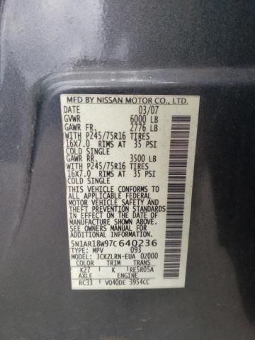 5N1AR18W97C640236 - 2007 NISSAN PATHFINDER LE SILVER photo 13