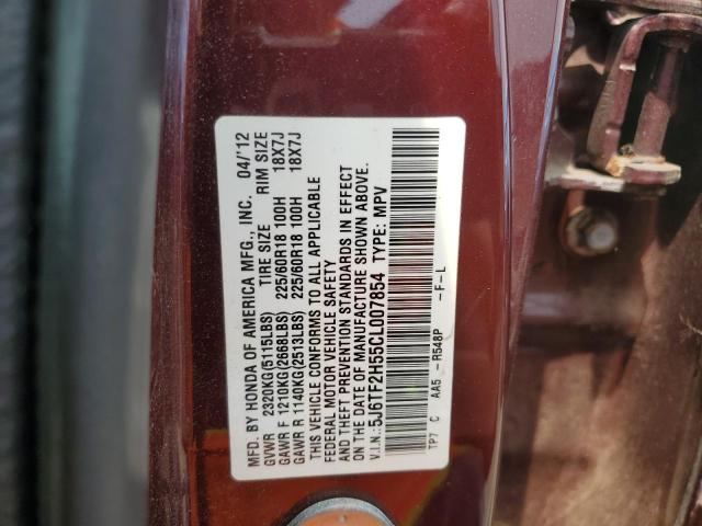 5J6TF2H55CL007854 - 2012 HONDA CROSSTOUR EXL ბურგუნდია ფოტო 13