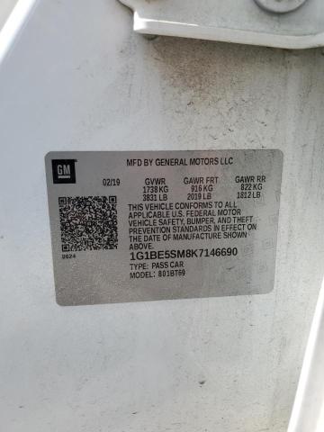 1G1BE5SM8K7146690 - 2019 CHEVROLET CRUZE LT WHITE photo 12