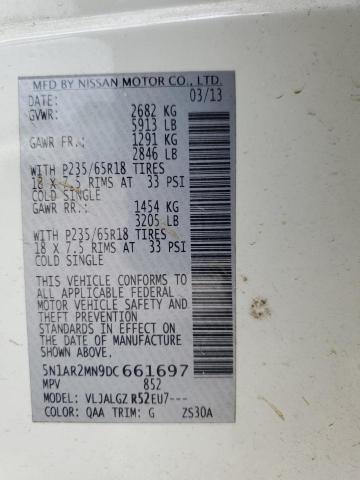 5N1AR2MN9DC661697 - 2013 NISSAN PATHFINDER S WHITE photo 13