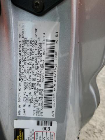 5TETX22N57Z330756 - 2007 TOYOTA TACOMA ACCESS CAB ვერცხლისფერი ფოტო 13