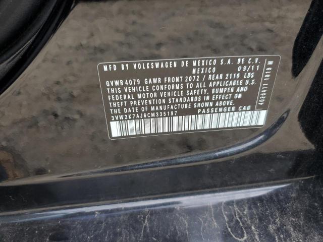 3VW2K7AJ6CM335197 - 2012 VOLKSWAGEN JETTA BASE 黑色 照片 12