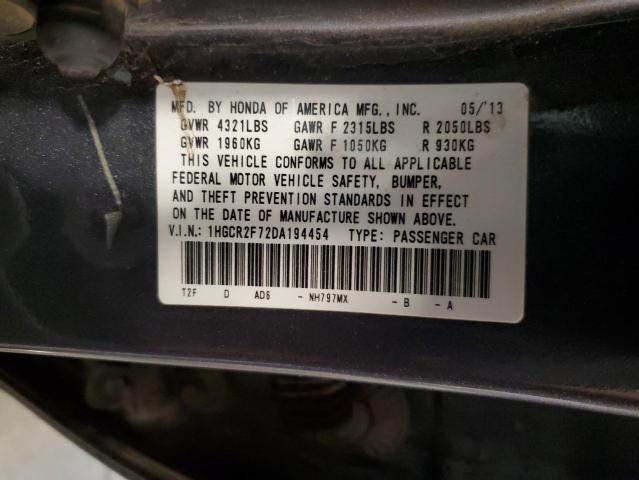 1HGCR2F72DA194454 - 2013 HONDA ACCORD EX 灰色 照片 12