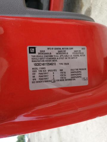 1GCEC14X17Z646213 - 2007 CHEVROLET SILVERADO C1500 CLASSIC RED photo 13