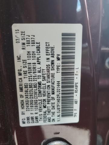 5J6TF1H52FL001444 - 2015 HONDA CROSSTOUR EXL Bordeaux Foto 12