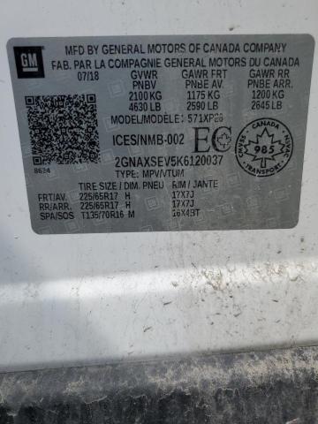 2GNAXSEV5K6120037 - 2019 CHEVROLET EQUINOX LS WHITE photo 14