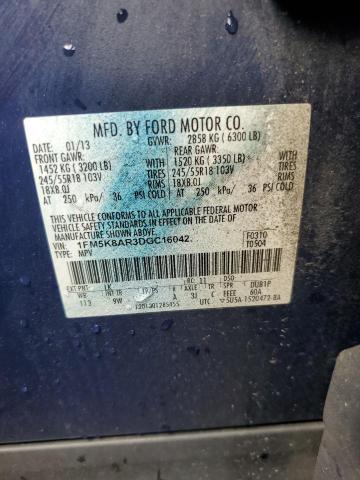 1FM5K8AR3DGC16042 - 2013 FORD EXPLORER POLICE INTERCEPTOR BLUE photo 12