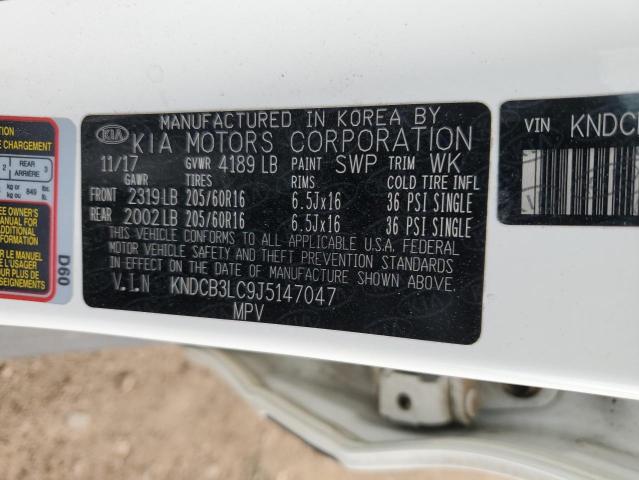 KNDCB3LC9J5147047 - 2018 KIA NIRO FE WHITE photo 12