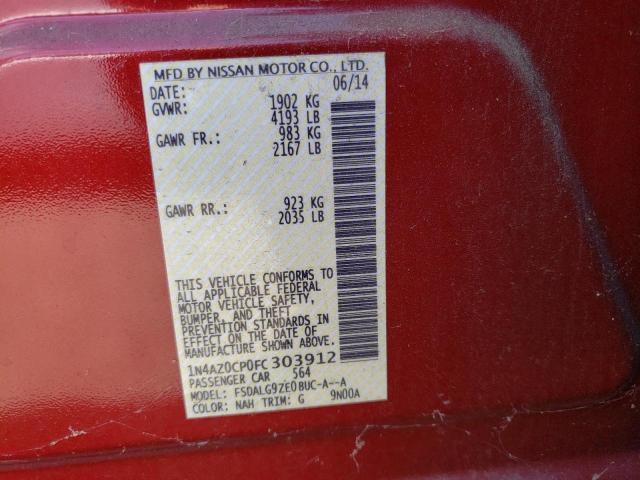 1N4AZ0CP0FC303912 - 2015 NISSAN LEAF S RED photo 12