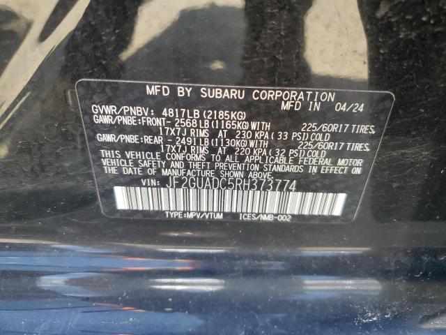 JF2GUADC5RH373774 - 2024 SUBARU CROSSTREK PREMIUM BLACK photo 12